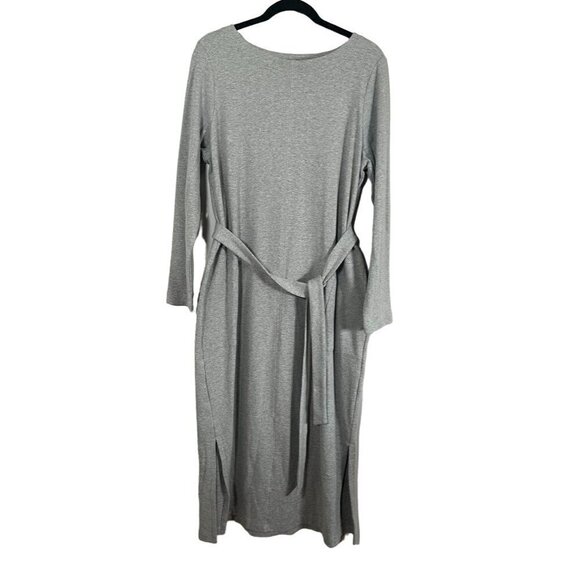 J Jill Dress L Gray Midi Knit Neutral Minimalist Capsule Active Classic Sporty - Picture 1 of 11